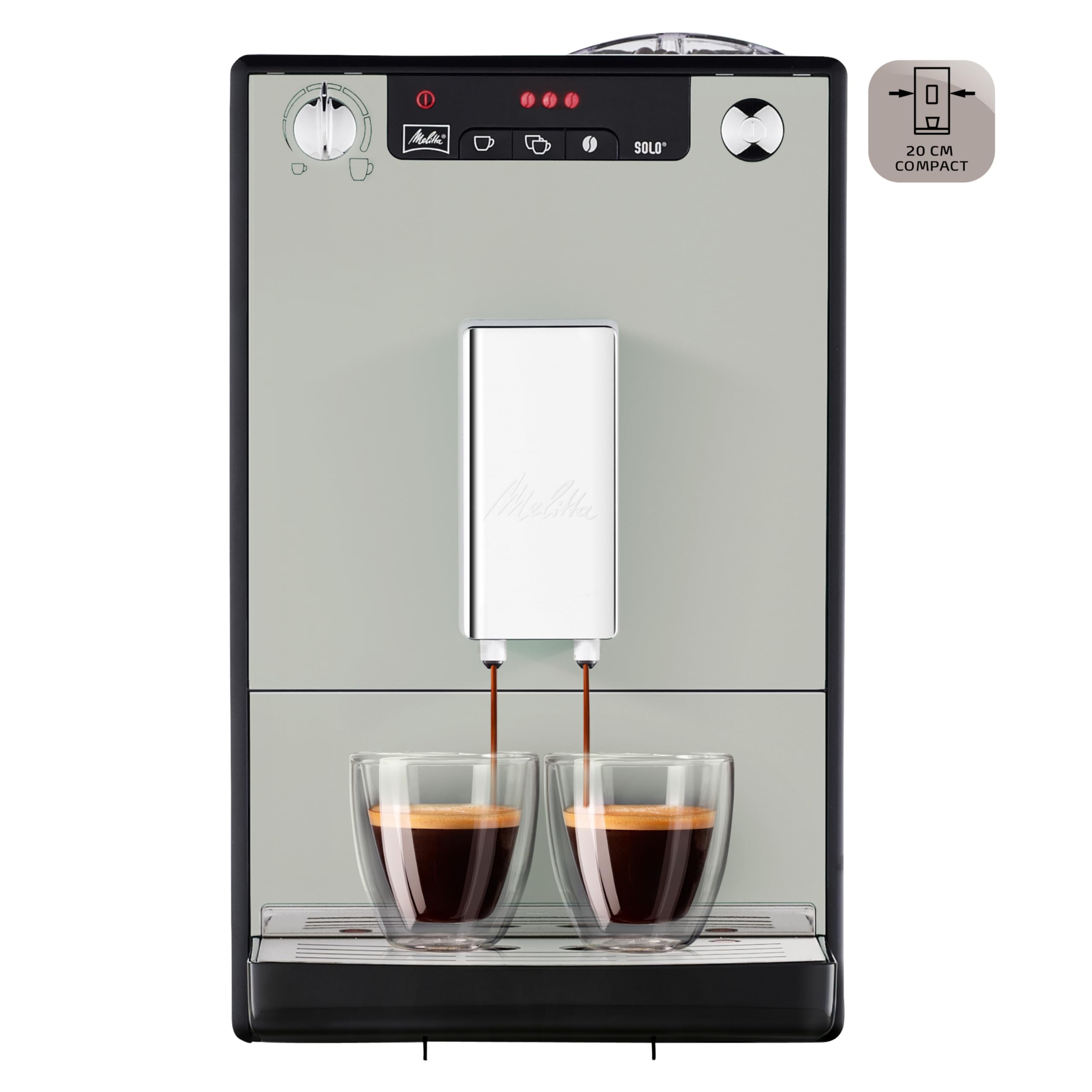 Melitta Solo Sandy Grey, Machine à Café à Grains avec Broyeur et Système d'Extraction des Arômes, Affichage LED, Mode 1 à 2 Tasses, Expresso, Automati