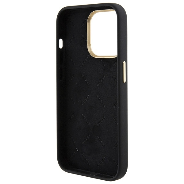 iPhone 15 Pro Hardcase Hülle Strass Metall Logo (GUHCP15LM4DGPK) - Schwarz / Gold