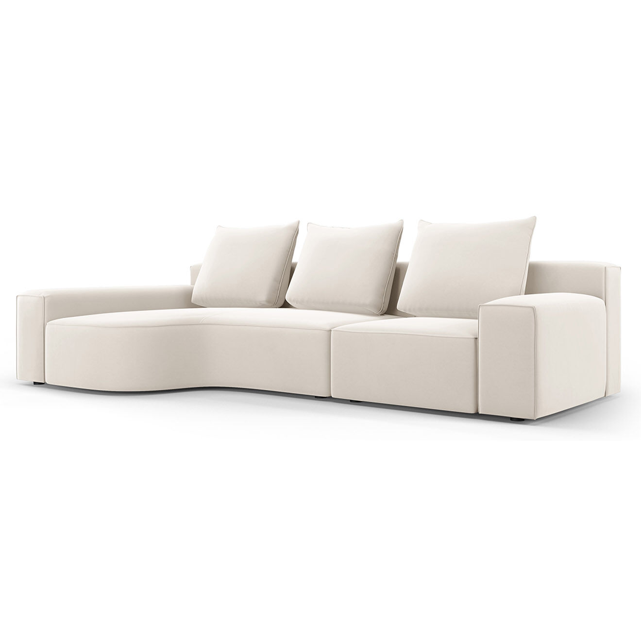 Mazzini Sofas Canapé d'angle Gauche Velours Ivy 4 Places beige - 280x137x89 cm