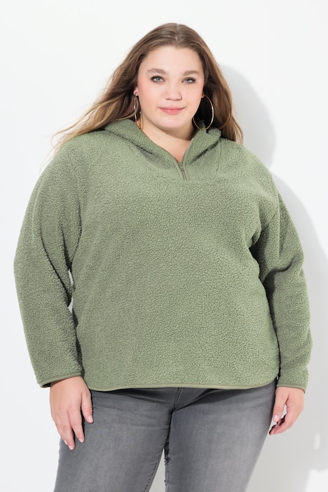 Teddypullover, Plüsch, Kapuze, Langarm