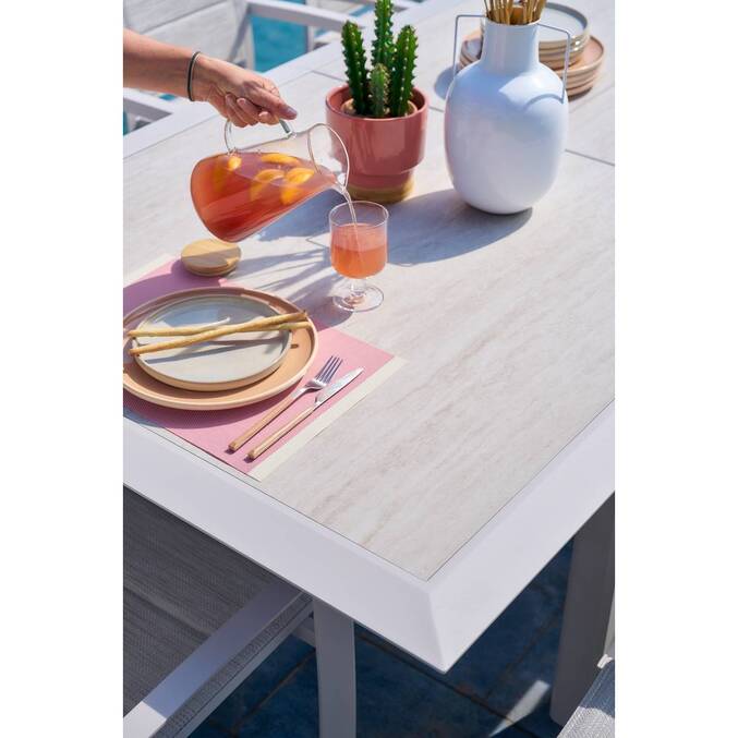 Table de jardin extensible ALLURE Effet bois grège & Avoine