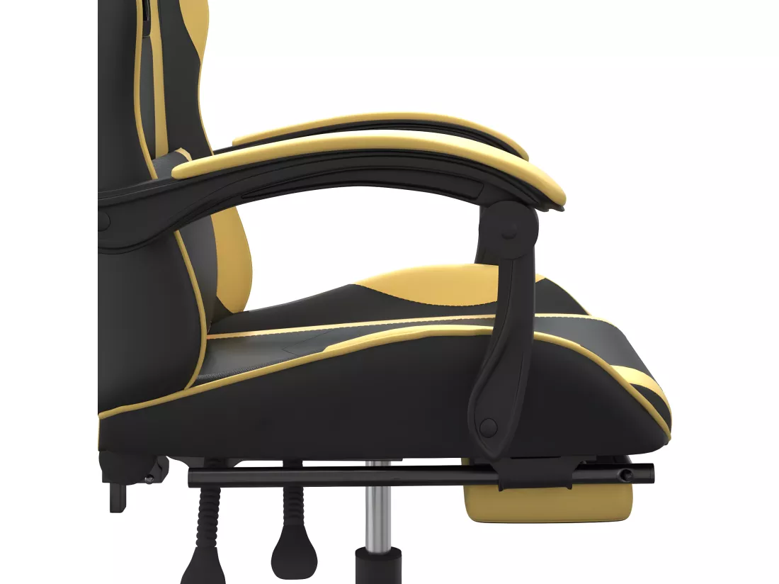 Chaise de jeu avec repose-pied Noir et doré Similicuir