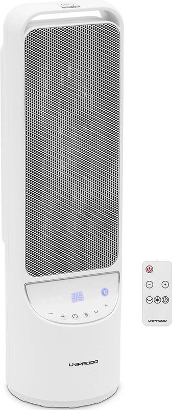Uniprodo - Elektrische ventilatorkachel - 1200/2000 W - draaibaar - wit