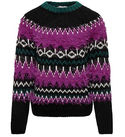 Kids Only Bluse - Strik - KogBria - Blåck/Clover/Bayberry
