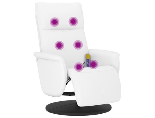 VIDAXL - Fauteuil Relaxation Fauteuil inclinable de massage repose-pieds blanc similicuir