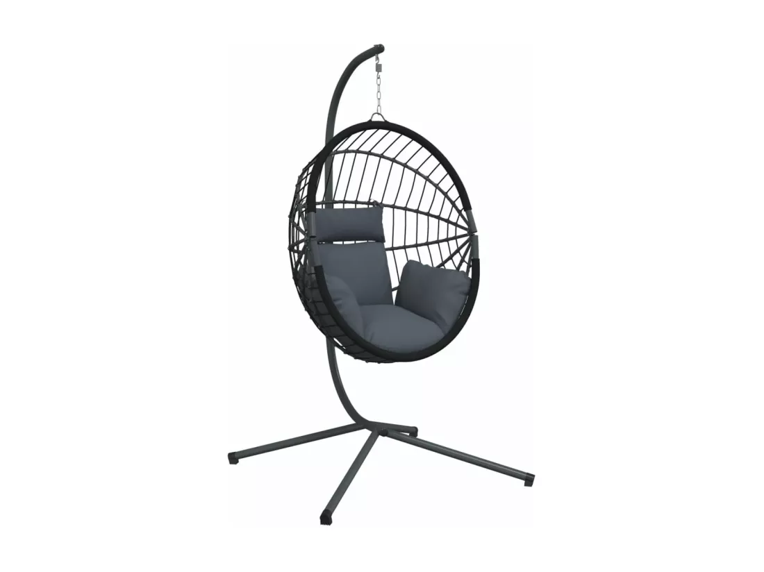 Chaise suspendue en forme d'œuf avec support anthracite