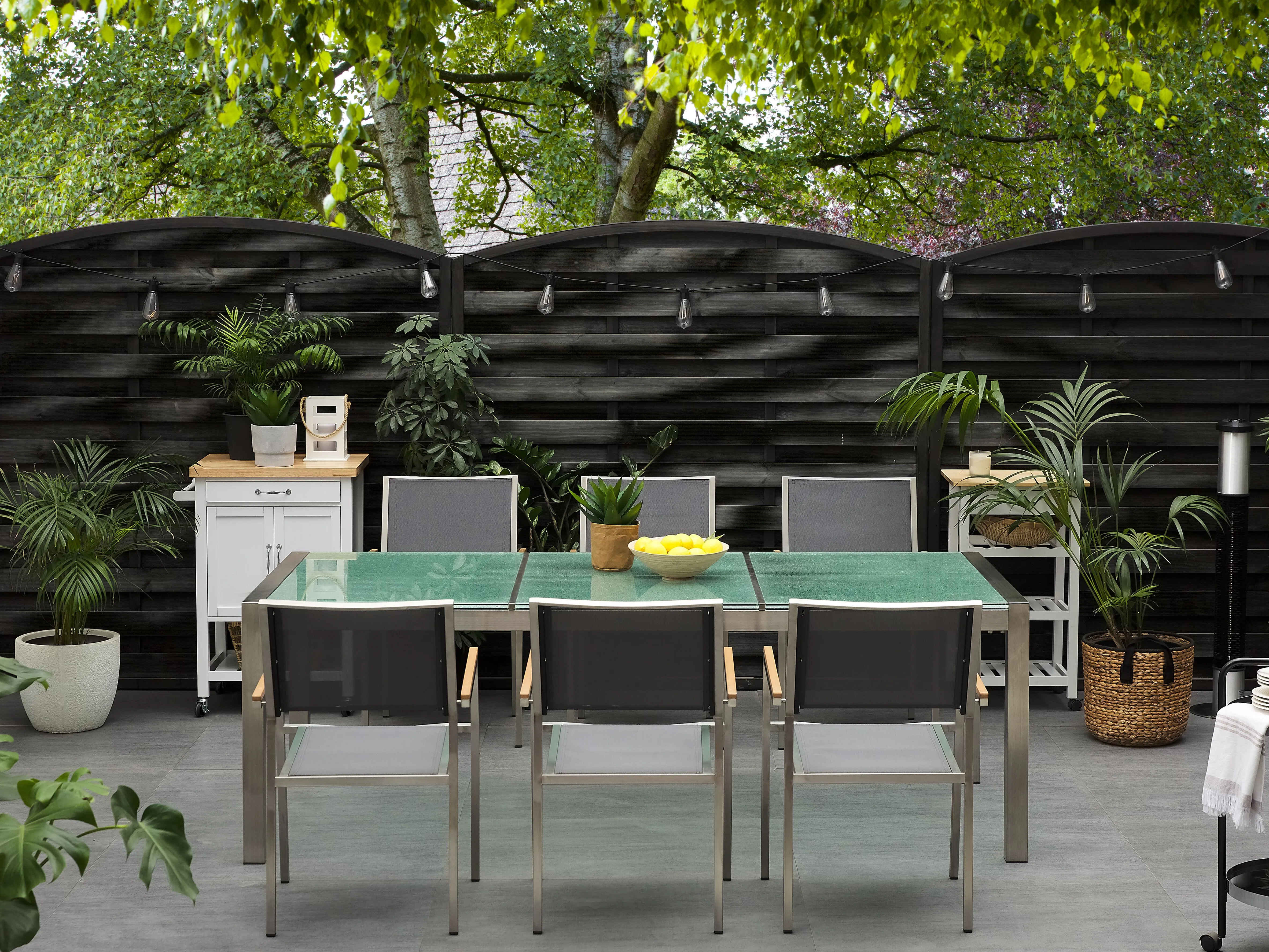 Tuin eettafel GROSSETO 220 cm 100 cm Gebarsten glas Transparant