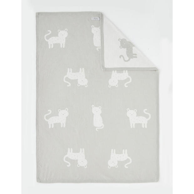 Couverture 75 cm X 100 cm tricot grise Babou & Kendi - NOUKIE 'S