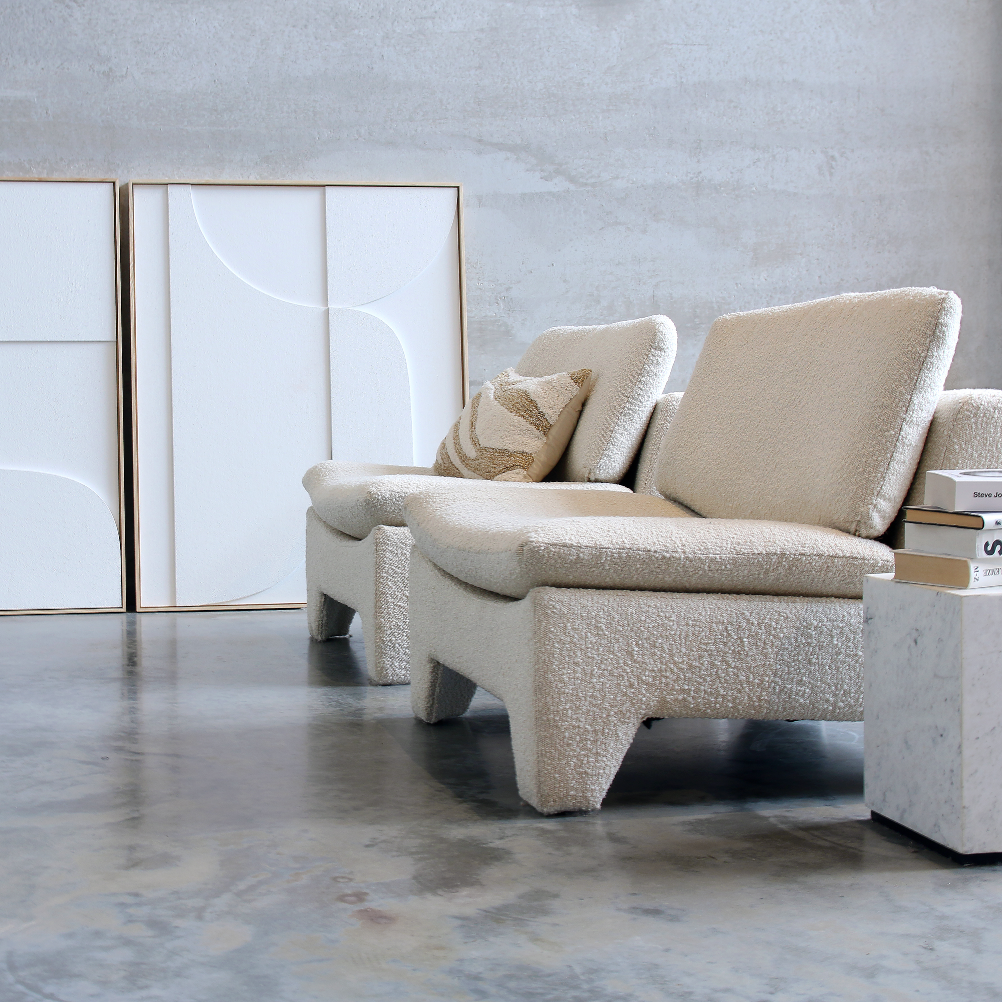 Sierkussen Fluffy 55x35 cm white/beige