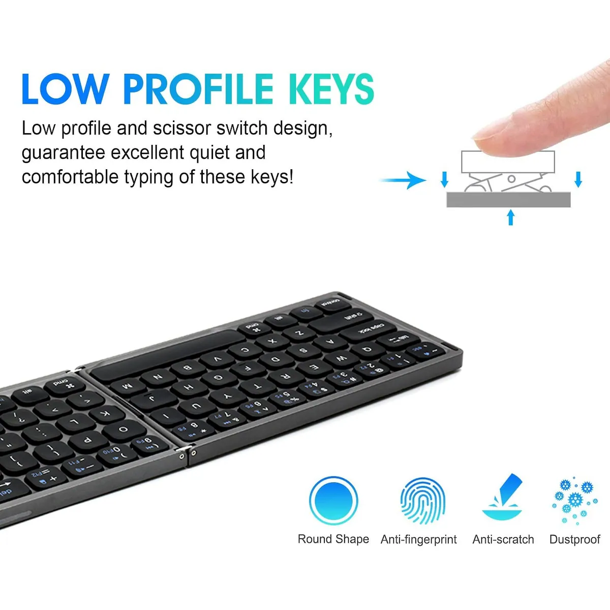 NÖRDIC Bluetooth-tastatur med touchpad US Layout 64taster MacOS, iOS, Windows, Android