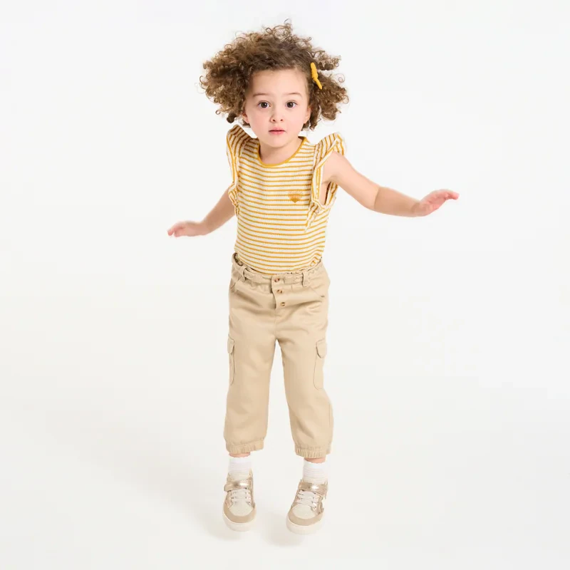 T-shirt fantaisie rayé à volants jaune bébé fille Jaune