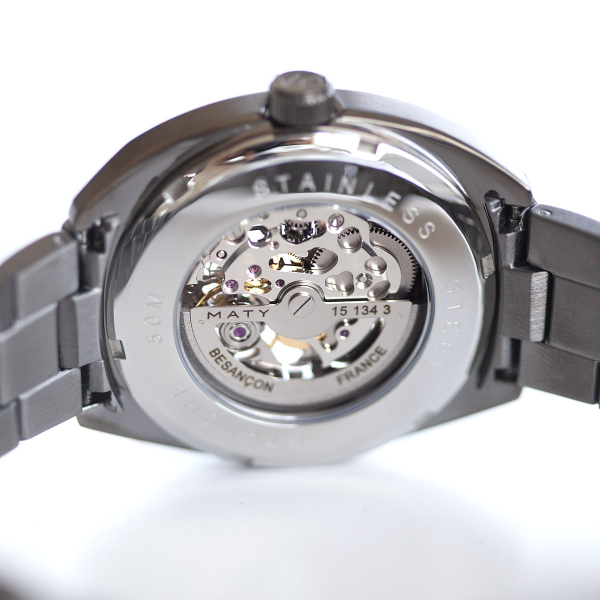 Montre homme squelette automatique acier bracelet acier