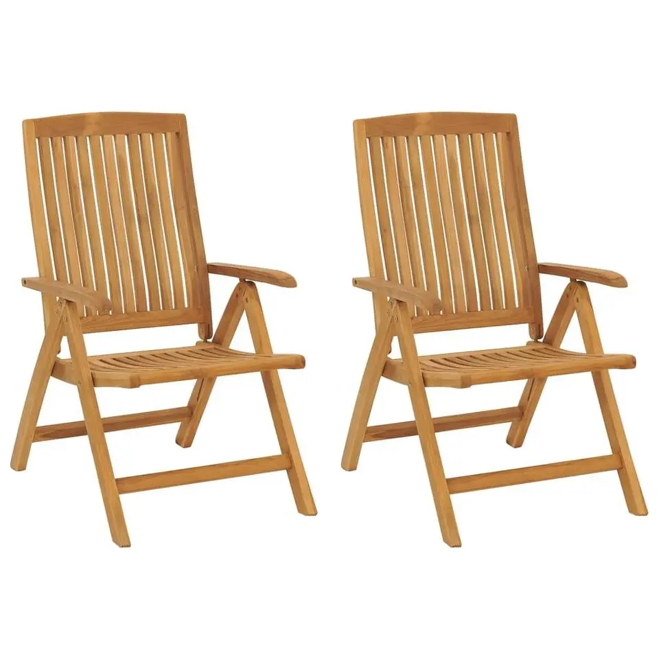 vidaXL - Tuinstoelen - Bruin - Teakhout - 2 stuks - Verstelbaar