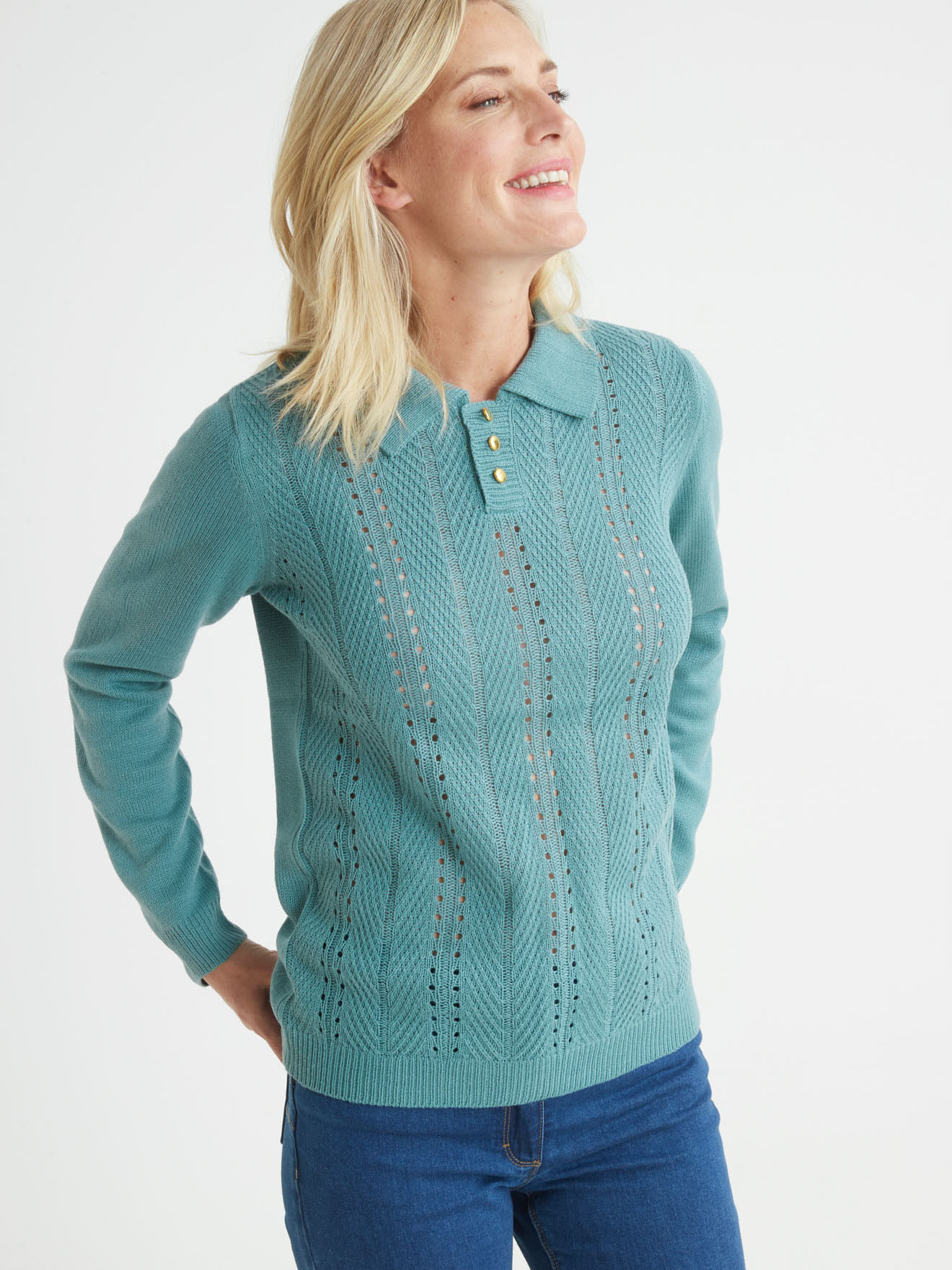 Pull col polo point ajouré