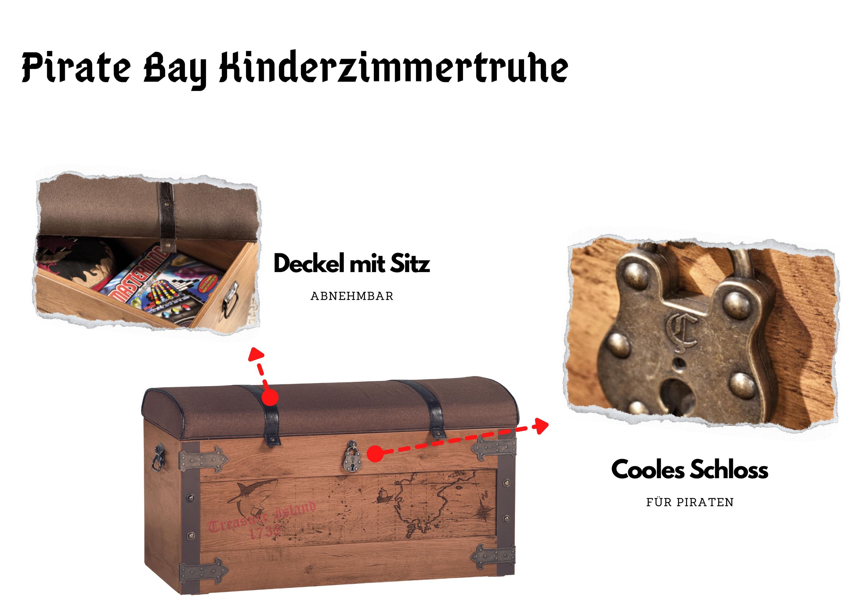 Pirat Spielzeugtruhe Aufbewahrungsbox mit Aufdruck und abnehmbarem Deckel