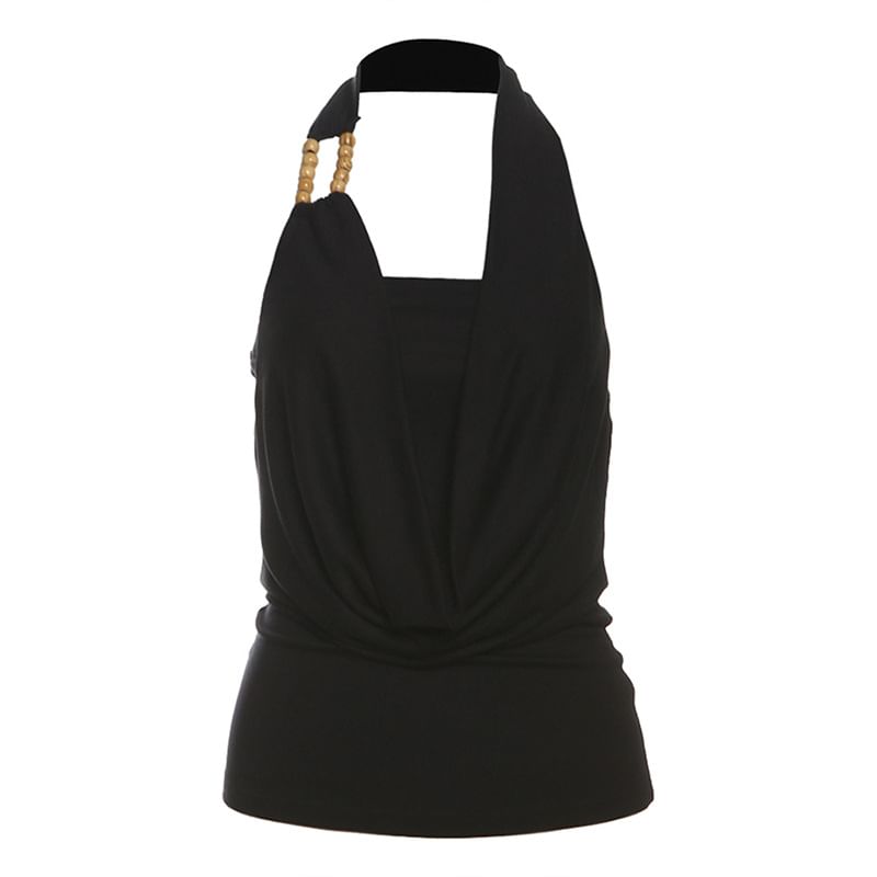 Sugarcoat - Halter coltrui, effen, open rug en slim-fit tanktop