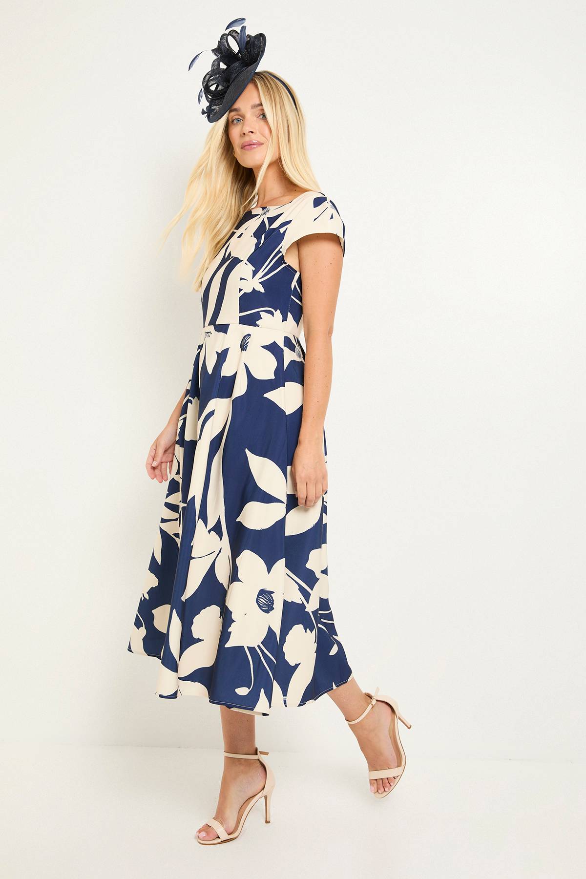 Wallis Robe Midi Ajustée Et Évasée À Motif Floral Ottoman Petite