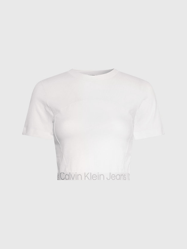 Camiseta curta de corte justo com fita com o logotipo.