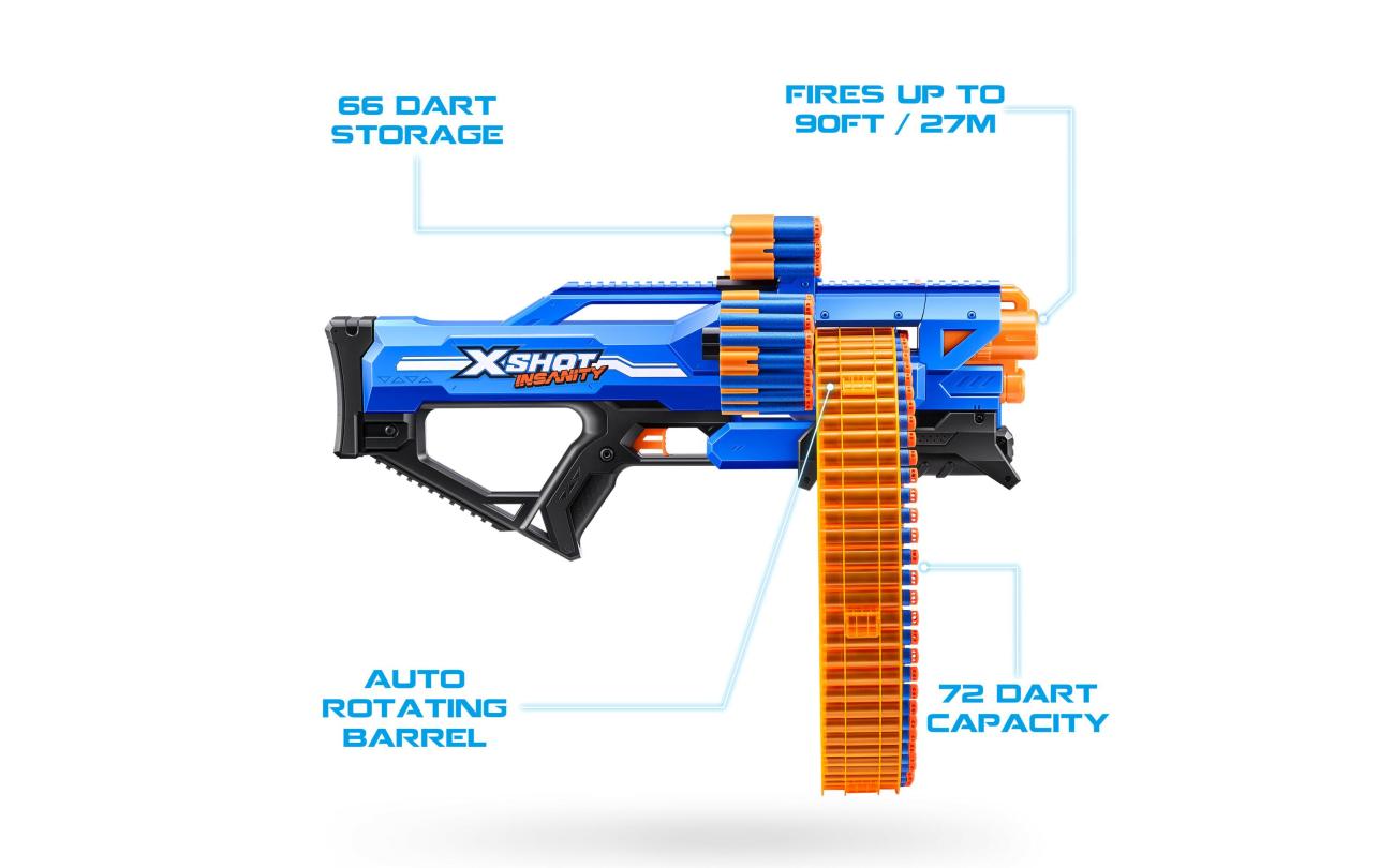 X-shot Insanity Mad Mega Barrel met 72 darts