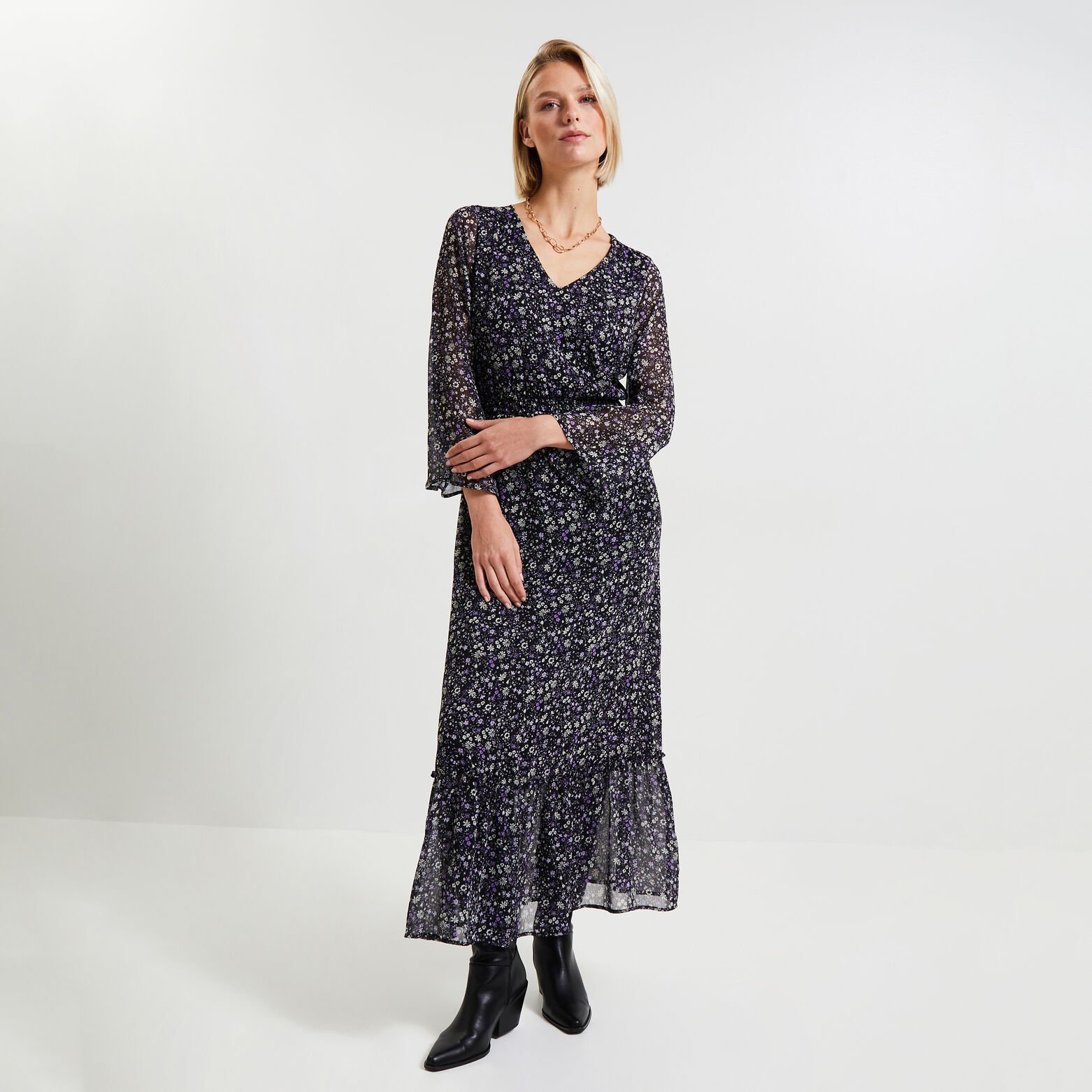 Robe longue imprimée femme