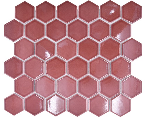 Keramisch mozaïek HX540 Hexagon Uni bordeauxrood glanzend