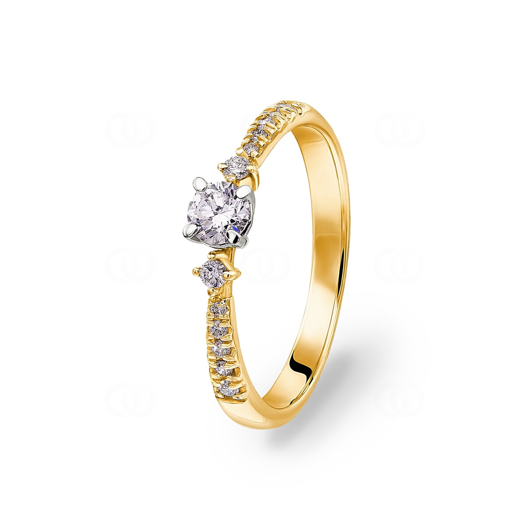 Verlobungsring 750/18 K Gelb- / Weissgold mit Diamanten 0.35 ct H/si