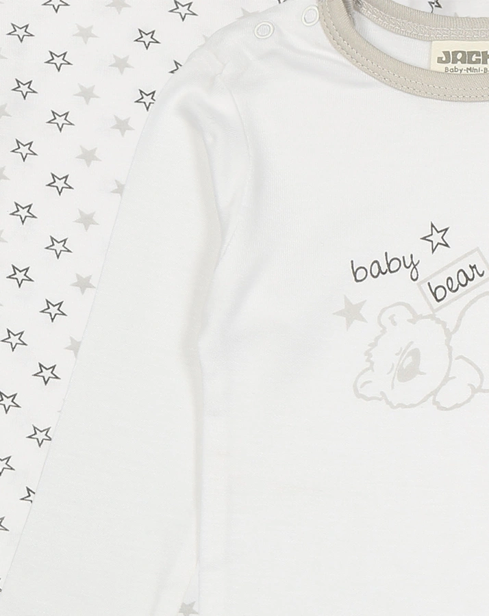 Langarm-Body BABY BEAR 2er-Pack in weiß/grau