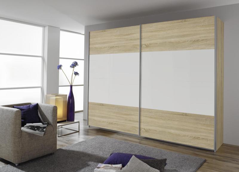 Schwebetürenschrank - alpinweiß-Sonoma Eiche - 271 cm