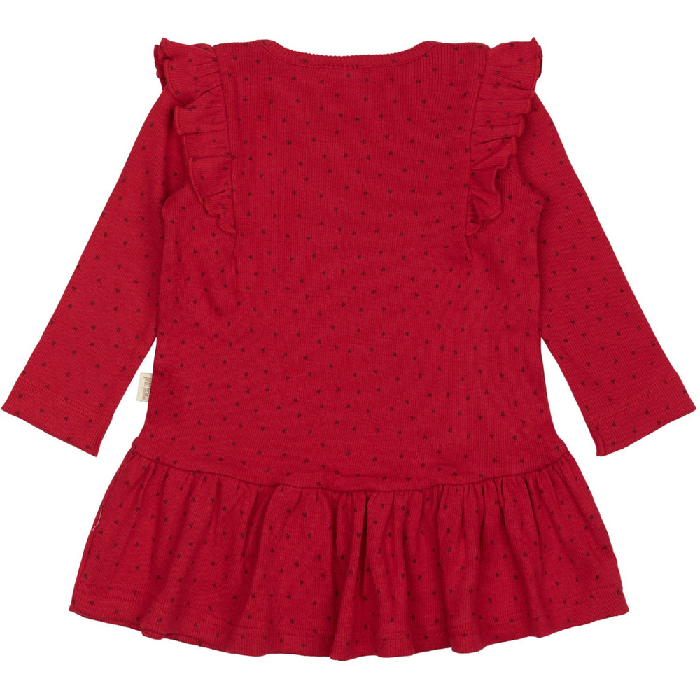 Køb Petit Piao Jet Red/Biking Red Kjole L/S Flæse Modal Heart