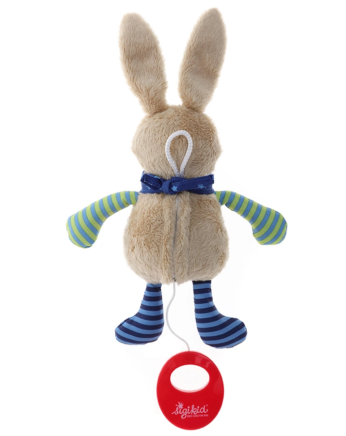 Spieluhr HASE in hellbraun/blau