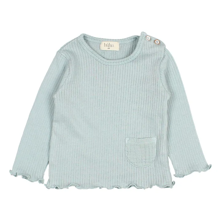 Búho T-shirt Poche Côtelé | Bleu Vert