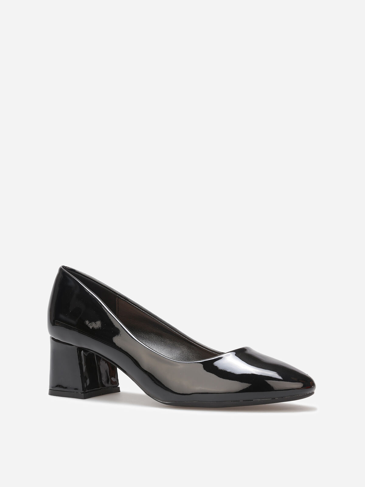 Escarpins vernis à talon carré- Noir