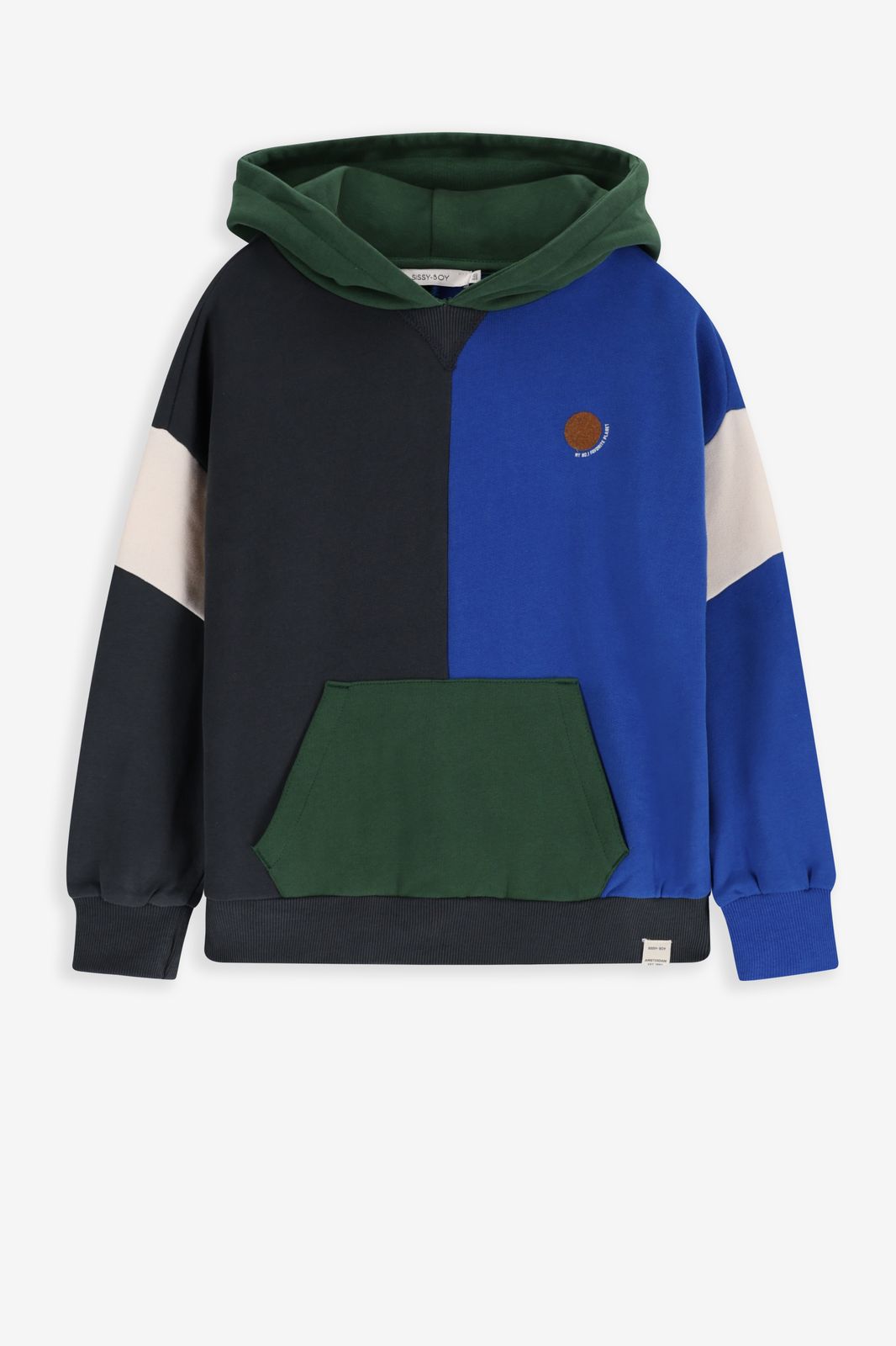 Oversized colourblock hoodie met artwork