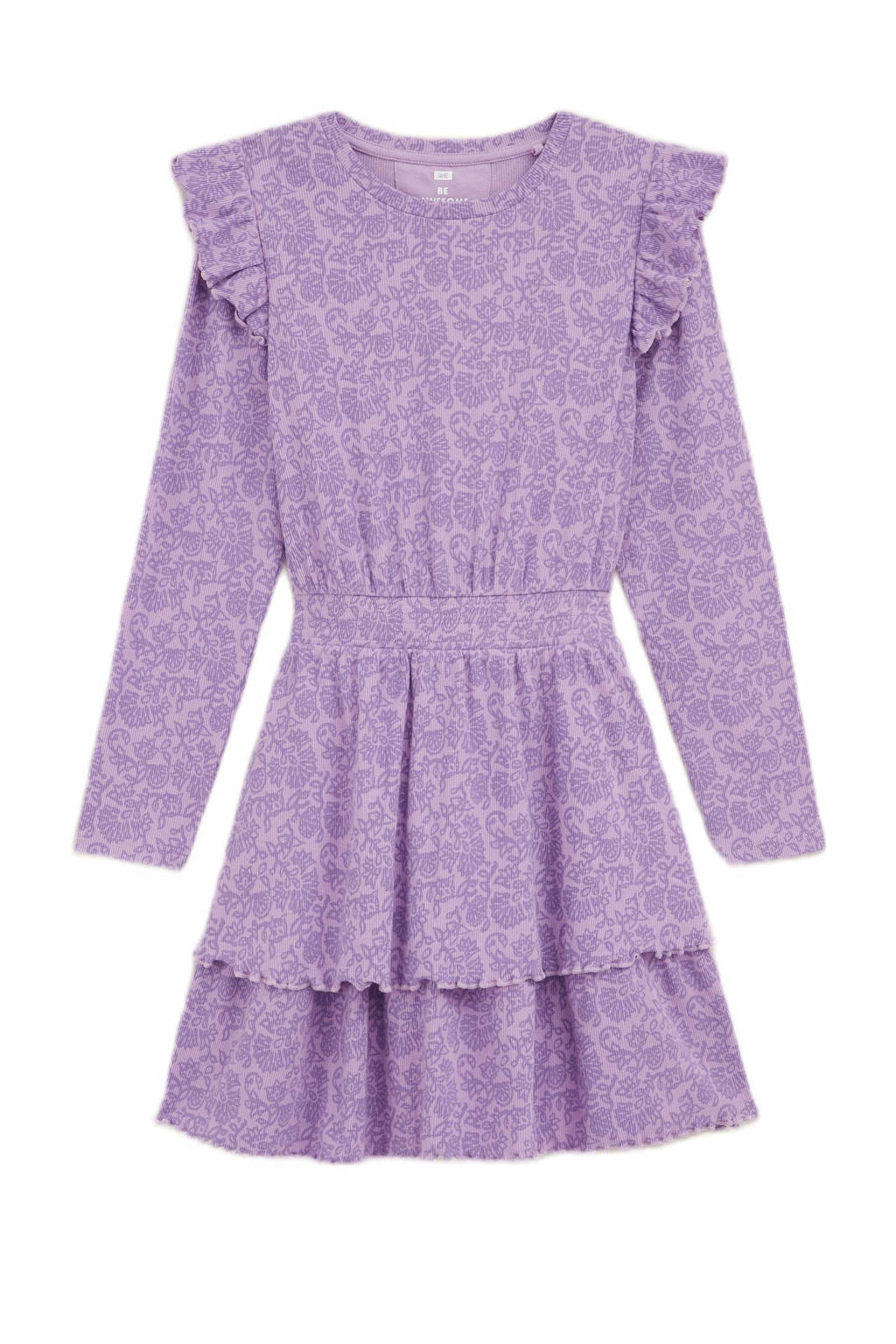 WE Fashion jurk met all over print lila/paars