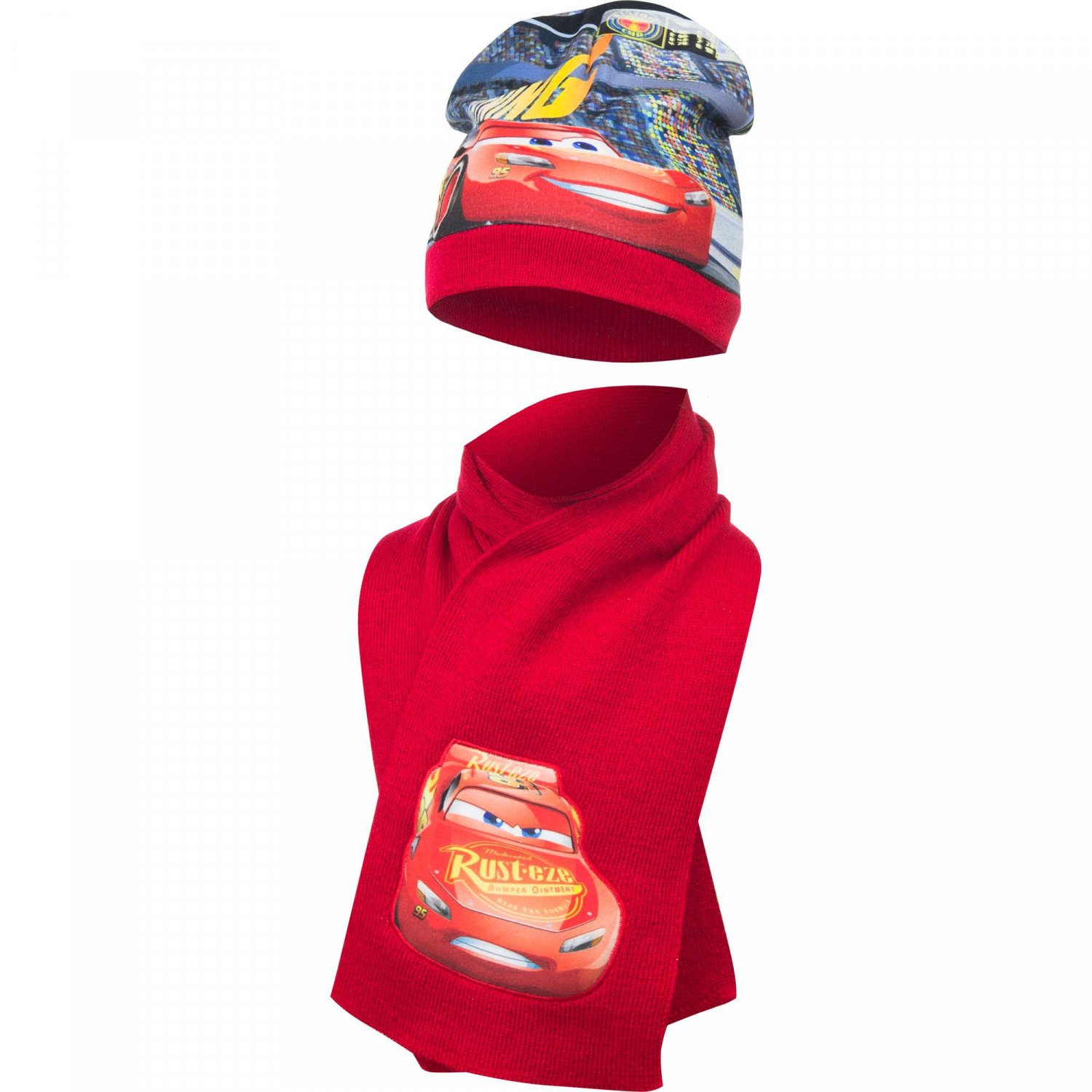 Cars Mütze und Schal Set Bequemes Winter-Set für Kinder