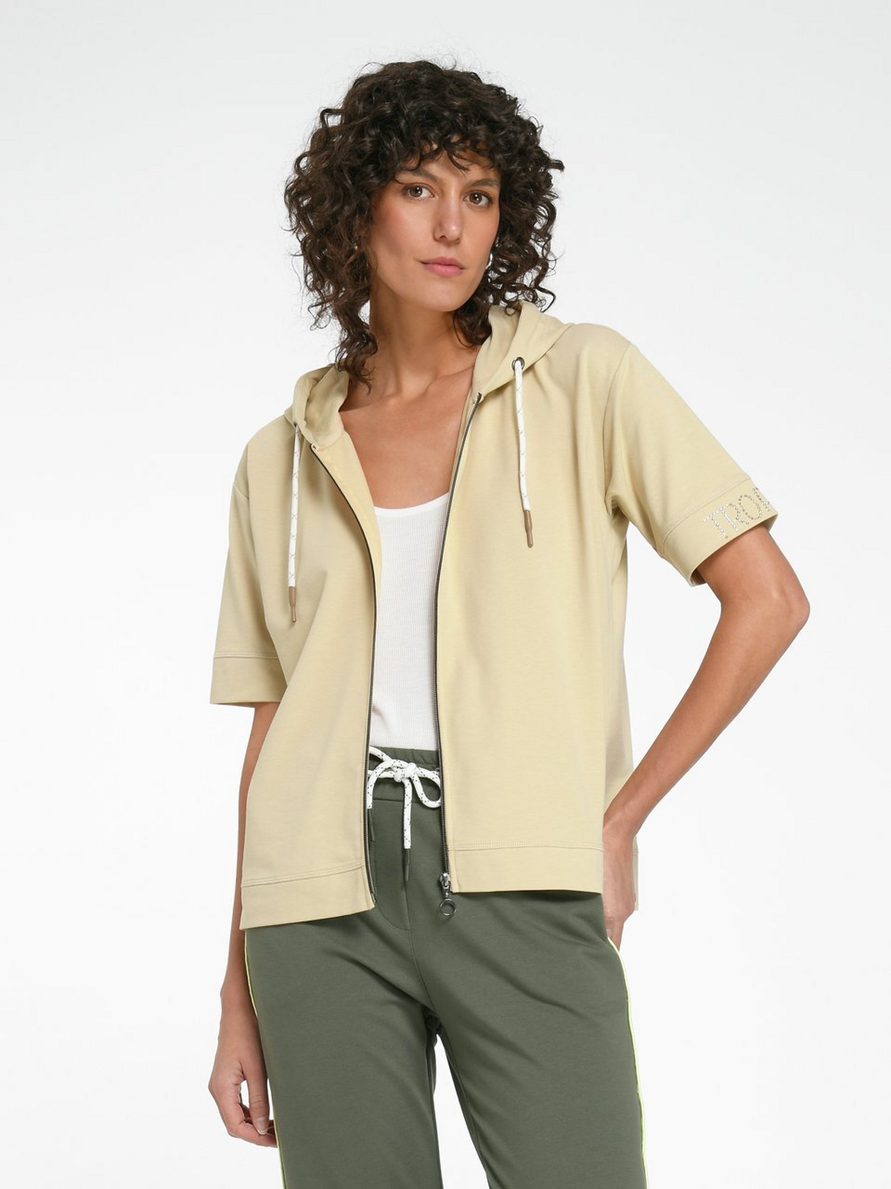 Kapuzen-Sweatjacke mit 1/2-Arm