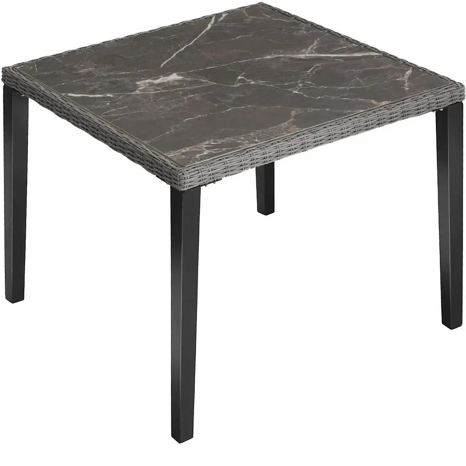 tectake Wicker tafel Tarent 93,5x93,5x75cm, Grijs