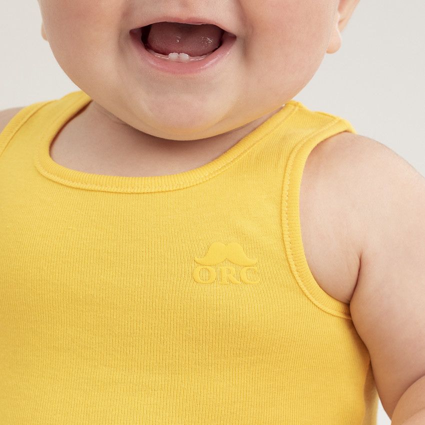 Lot de 3 bodies sans manches avec logo moustache printé - Jaune
