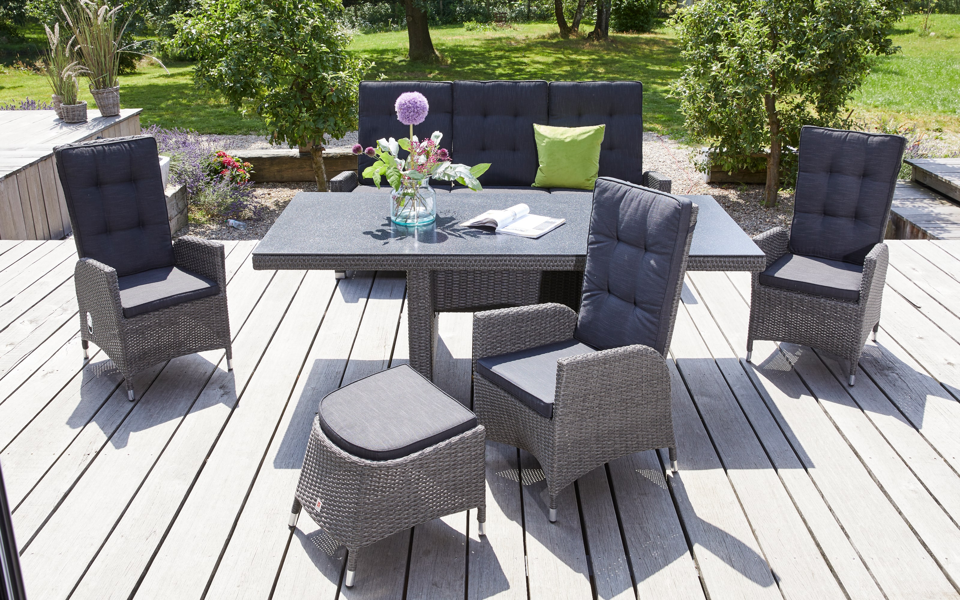 Garten-Positionsstuhl Parma, weiß/grau