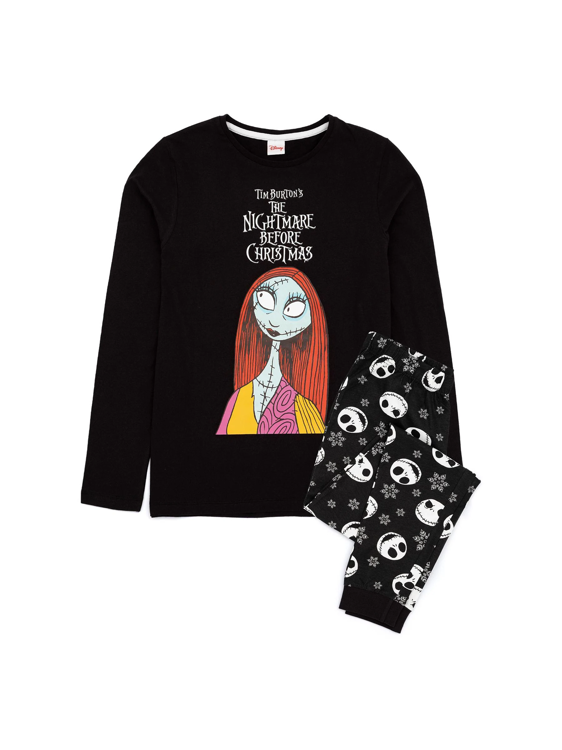 Zwart - Vanilla Underground Disney The Nightmare Before Christmas meerkleurige damespyjama met lange mouwen en pijpen van 100% katoen