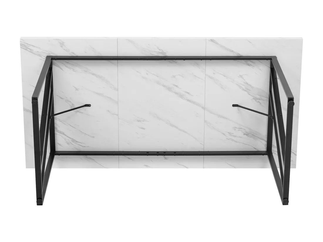 Table à manger 4 places - 160×80 cm - à motif de marbre - Blanc & Noir