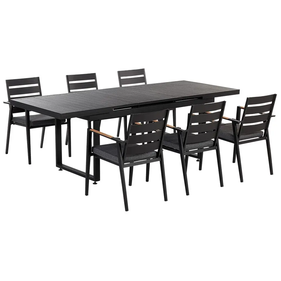 VALCANETTO/TAVIANO - Tuinset voor 6 - Zwart - Aluminium