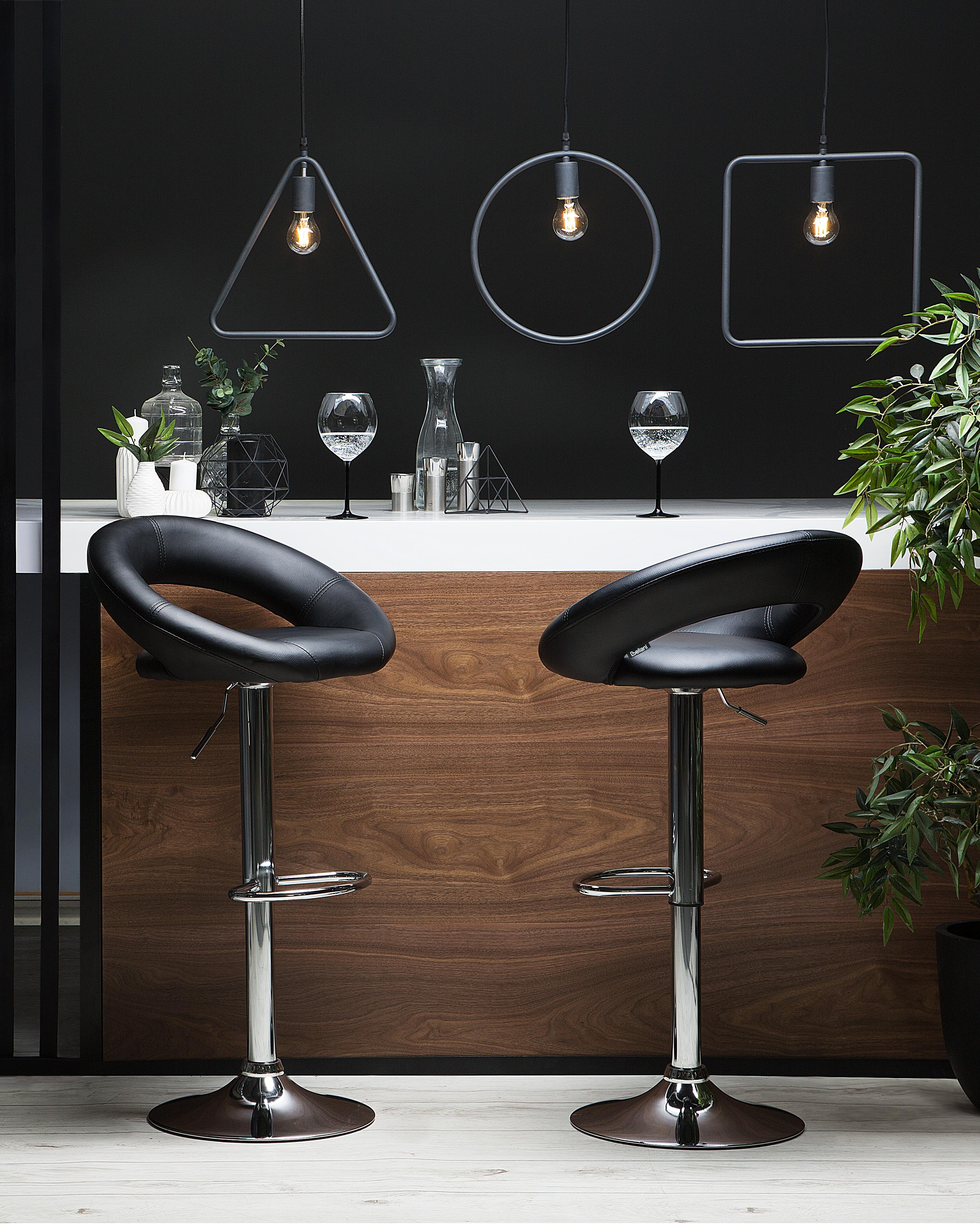 Set van 2 barstoelen PEORIA Kunstleer draaibaar Zwart