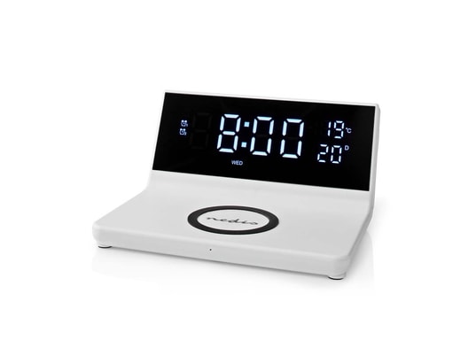 NEDIS - Réveil et chargeur sans fil usb blanc