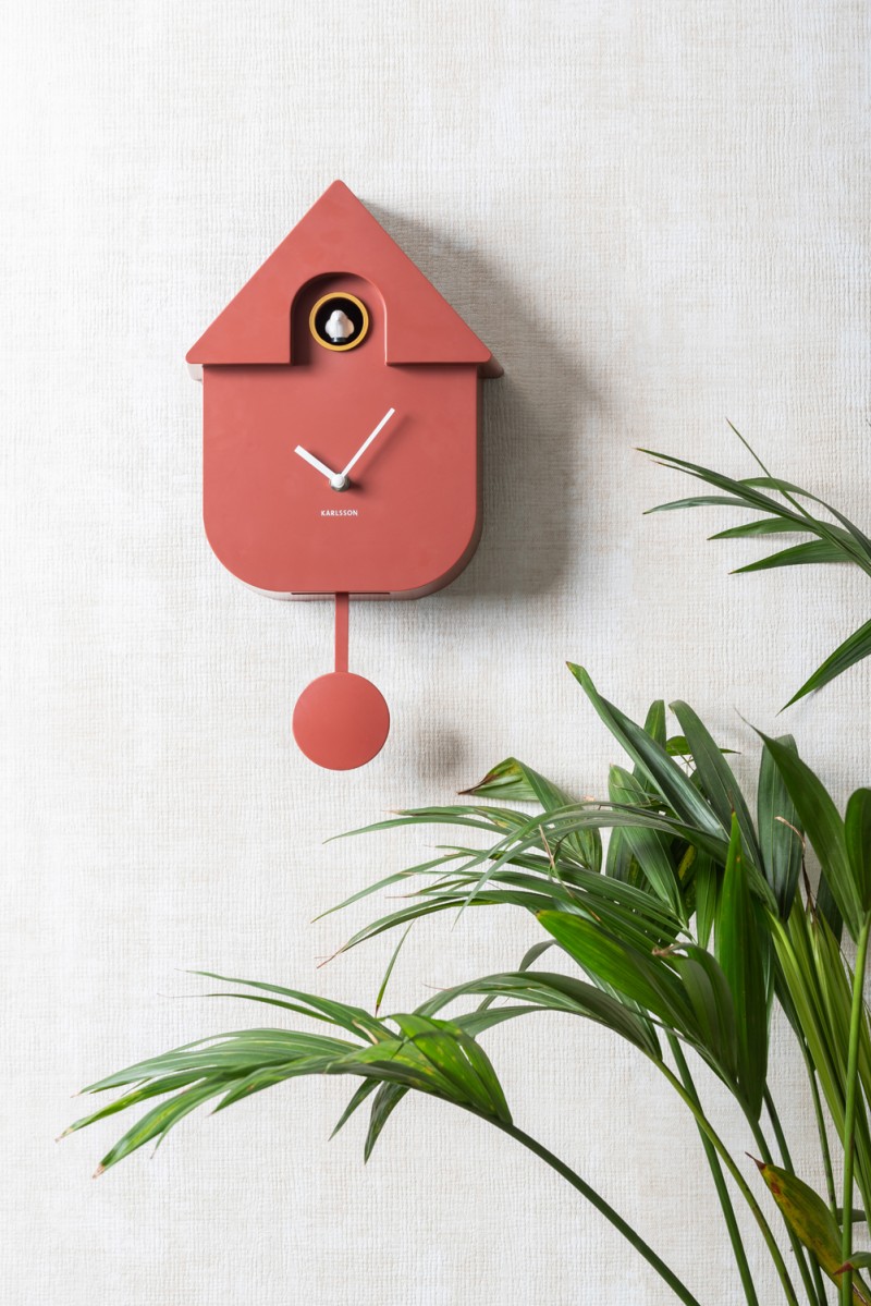 Wall Clock Modern Cuckoo KA5768TB Turquoise blue