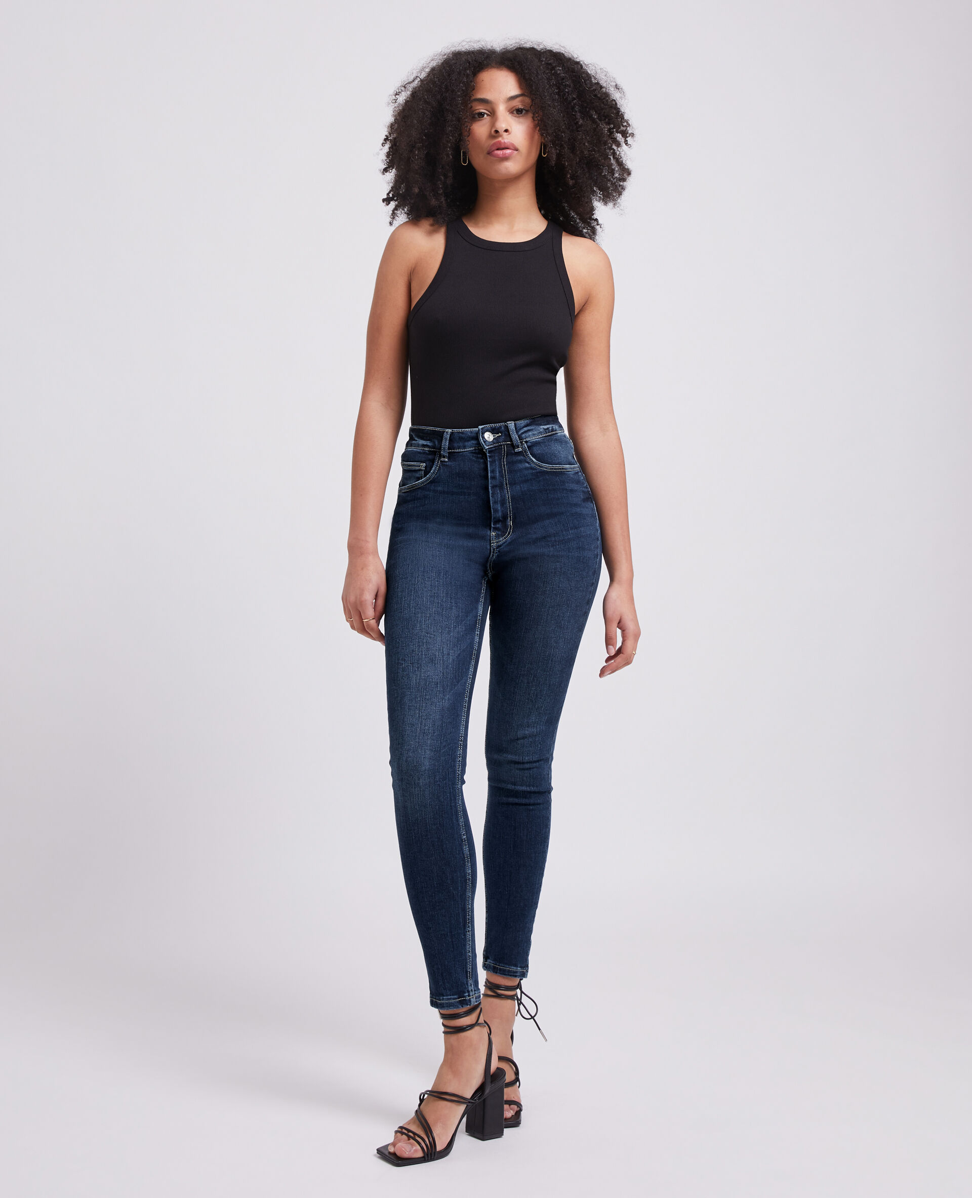 Jean skinny taille haute - Bleu marine