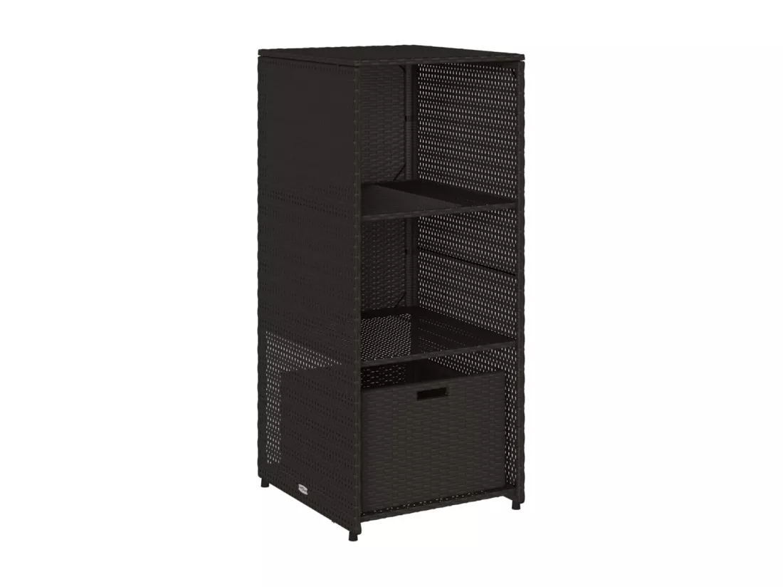 Armoire de rangement de jardin noir 50x55x115 cm résine tressée