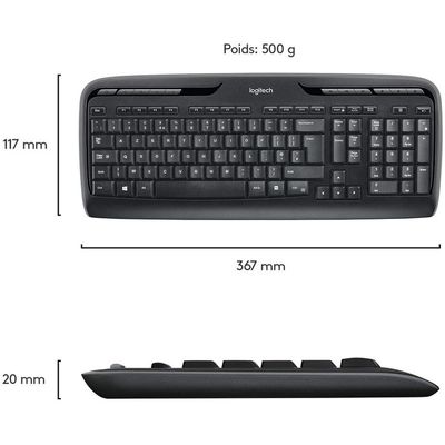 Logitech MK330 - ensemble clavier Azerty et souris sans fil - noir