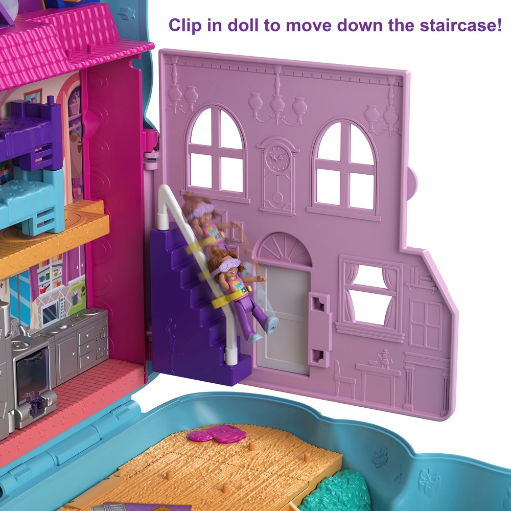 Polly Pocket Teddybär-Tragetasche mit Mikropuppen und Accessoires