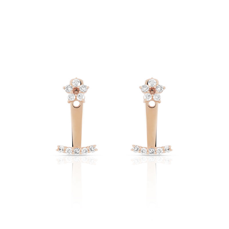 Boucles d'oreilles or 375 rose diamant
